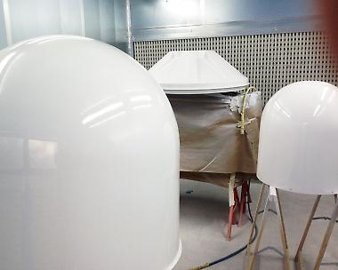 Radomes of a Super Yacht in paint booth